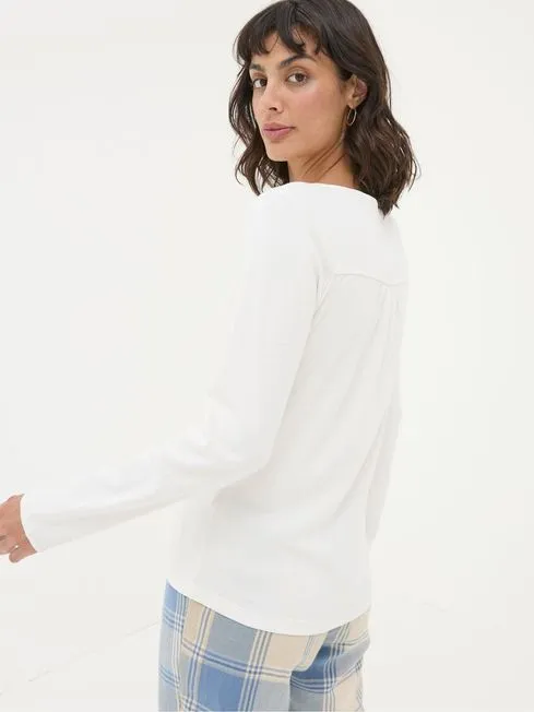 Women Fatface Pajamas and Nightwear Lila Ivory Henley Pyjama Top