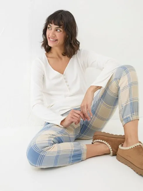 Women Fatface Pajamas and Nightwear Lila Ivory Henley Pyjama Top