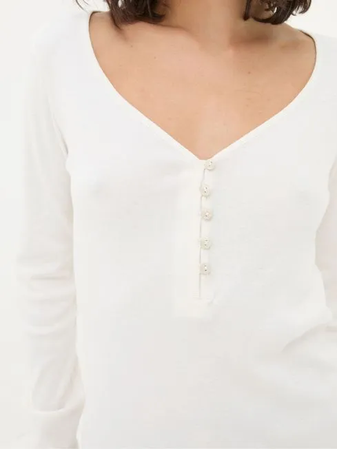 Women Fatface Pajamas and Nightwear Lila Ivory Henley Pyjama Top