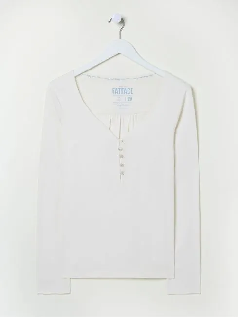 Women Fatface Pajamas and Nightwear Lila Ivory Henley Pyjama Top