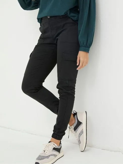 Women Fatface Pants and Leggings Black Cargo Trousers