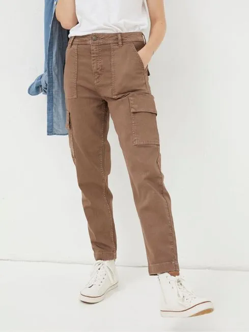 Women Fatface Pants and Leggings Brown Cargo Chino Trousers
