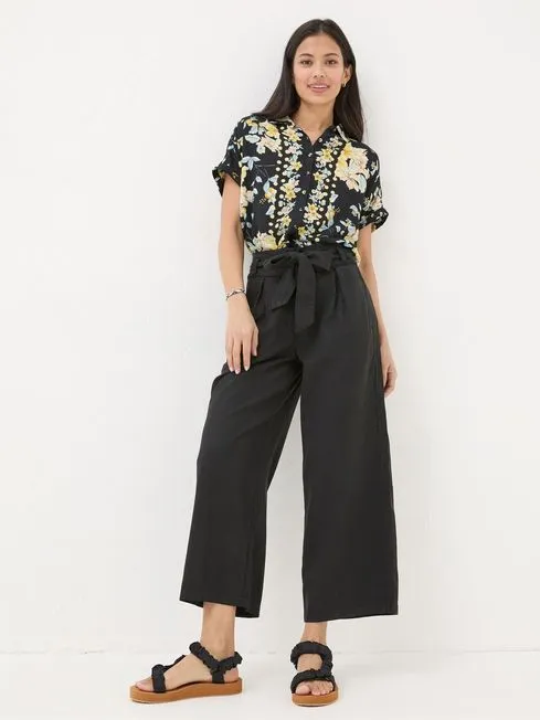 Women Fatface Pants and Leggings Mina Black Cropped Trousers