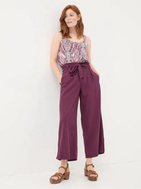 Women Fatface Pants and Leggings Mina Purple Cropped Trousers