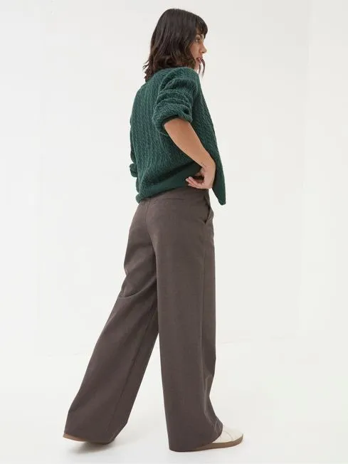 Women Fatface Pants and Leggings Presley Brown Herringbone Trousers