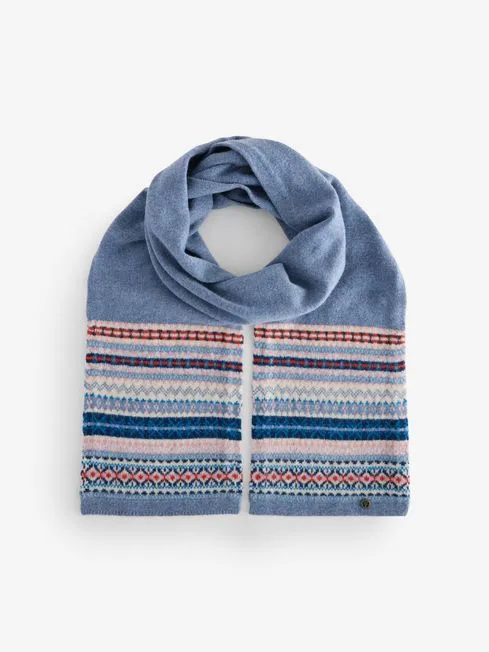 Women Fatface Scarves Blue Lambswool Fairisle Scarf