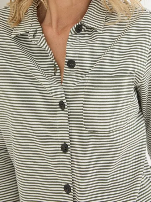 Women Fatface Shirts and Blouses Jess Green Striped Shirt Women Fatface Shirts and Blouses Jess Green Striped Shirt