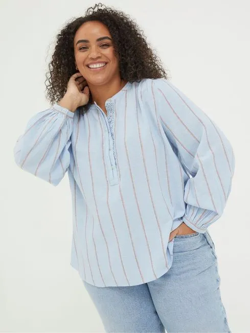 Women Fatface Shirts and Blouses Mallie Blue Stripe Shirt