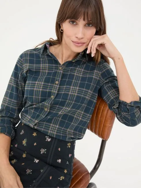 Women Fatface Shirts and Blouses Olivia Navy 100 Cotton Check Shirt Women Fatface Shirts and Blouses Olivia Navy 100 Cotton Check Shirt