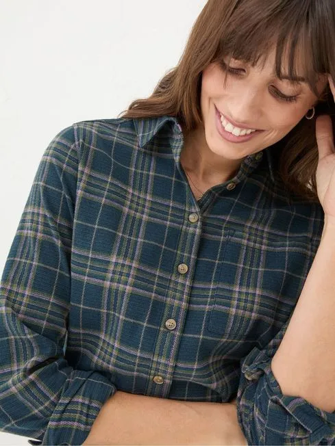Women Fatface Shirts and Blouses Olivia Navy 100 Cotton Check Shirt Women Fatface Shirts and Blouses Olivia Navy 100 Cotton Check Shirt