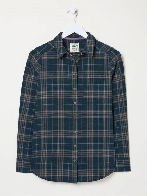 Women Fatface Shirts and Blouses Olivia Navy 100 Cotton Check Shirt Women Fatface Shirts and Blouses Olivia Navy 100 Cotton Check Shirt