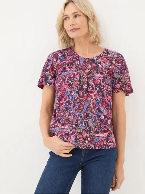 Women Fatface Shirts and Blouses Purple Bright Paisley Top