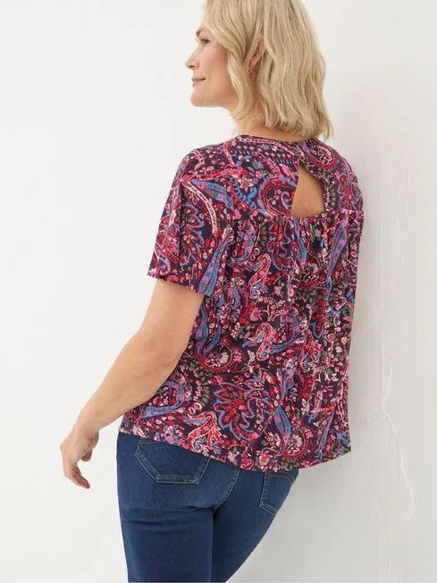 Women Fatface Shirts and Blouses Purple Bright Paisley Top Women Fatface Shirts and Blouses Purple Bright Paisley Top