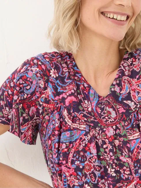 Women Fatface Shirts and Blouses Purple Bright Paisley Top Women Fatface Shirts and Blouses Purple Bright Paisley Top