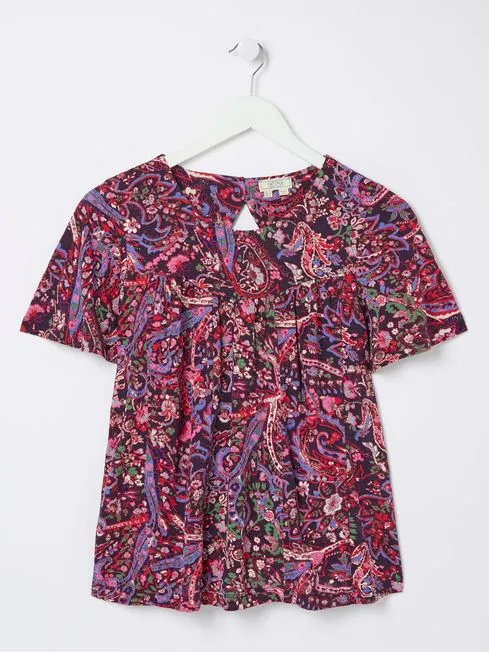 Women Fatface Shirts and Blouses Purple Bright Paisley Top Women Fatface Shirts and Blouses Purple Bright Paisley Top