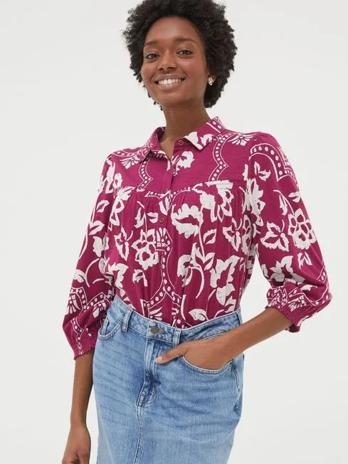 Women Fatface Shirts and Blouses Sadie Purple Wallpaper Shirt