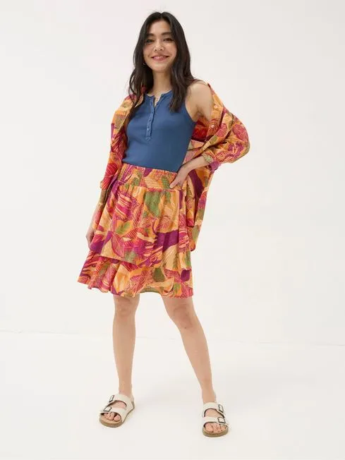 Women Fatface Skirts Ali Orange Tropical Floral Skirt