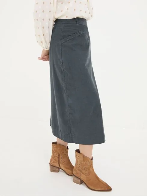 Women Fatface Skirts Leigh Grey Cord Midi Skirt