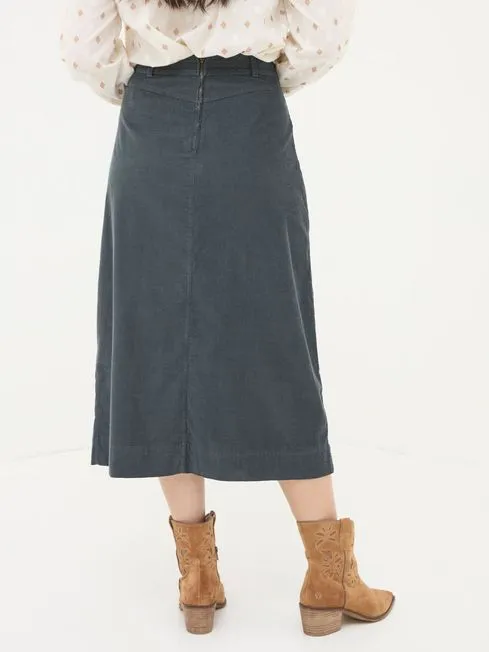 Women Fatface Skirts Leigh Grey Cord Midi Skirt