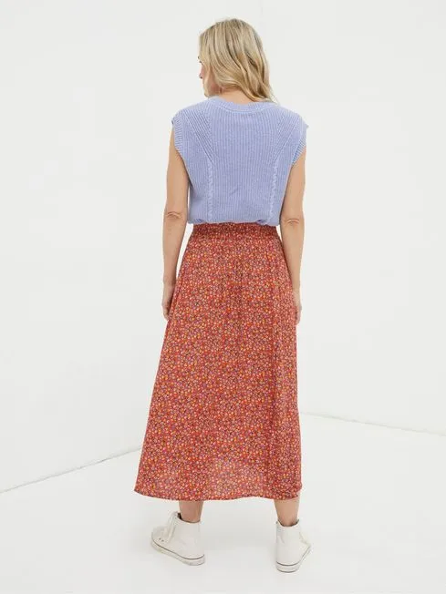 Women Fatface Skirts Orange Gradient Floral Midi Skirt Women Fatface Skirts Orange Gradient Floral Midi Skirt