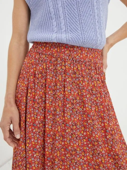 Women Fatface Skirts Orange Gradient Floral Midi Skirt Women Fatface Skirts Orange Gradient Floral Midi Skirt