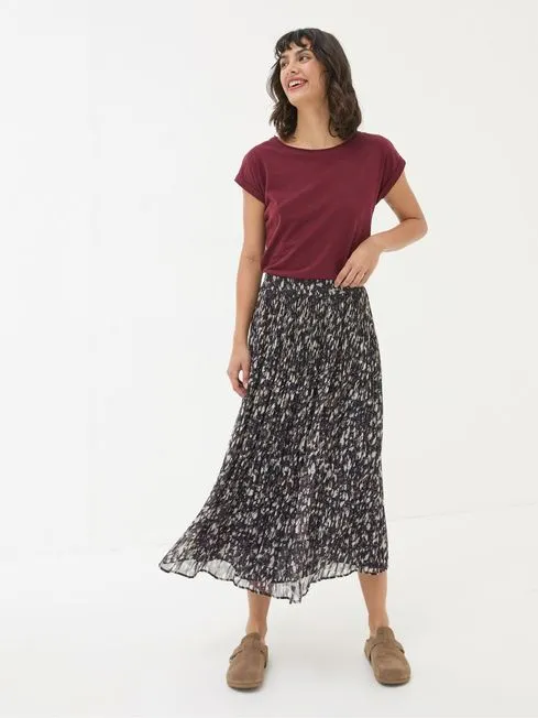 Women Fatface Skirts Paignton Dark Brown Pleated Midi Skirt