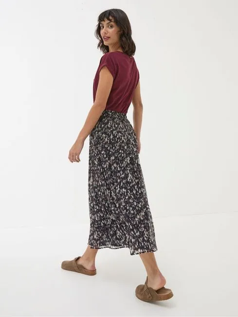 Women Fatface Skirts Paignton Dark Brown Pleated Midi Skirt Women Fatface Skirts Paignton Dark Brown Pleated Midi Skirt