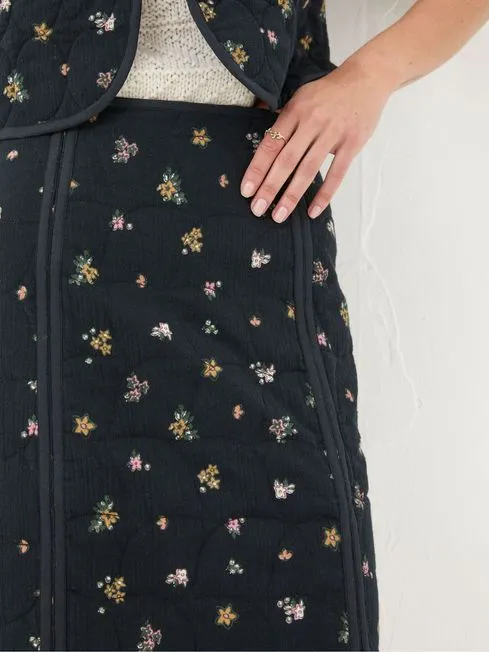 Women Fatface Skirts Shelby Black Ditsy Paisley Skirt