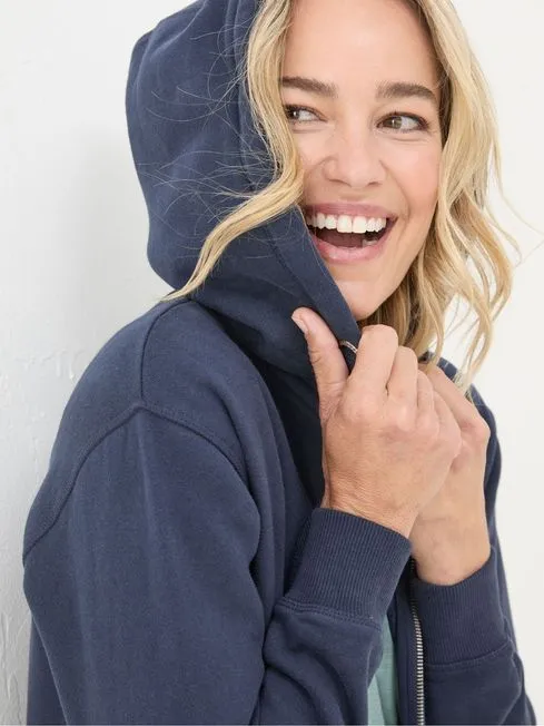 Women Fatface Sweatshirts and Hoodies Amy Blue Navy Zip Through Hoodie