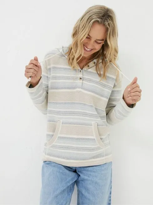 Women Fatface Sweatshirts and Hoodies Daisy Natural Textured Overhead Hoodie