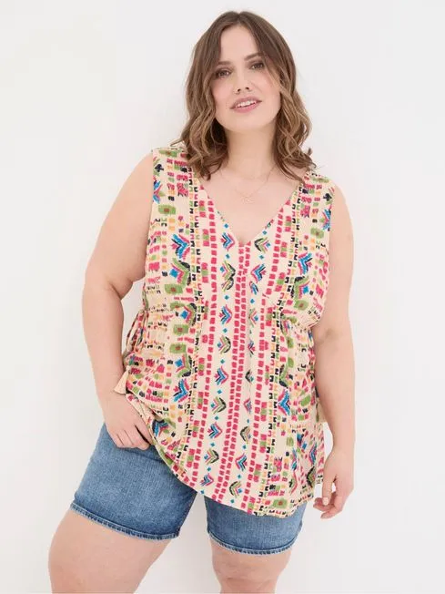 Women Fatface Tops and TShirts Charlie Natural Trail Marks Cami