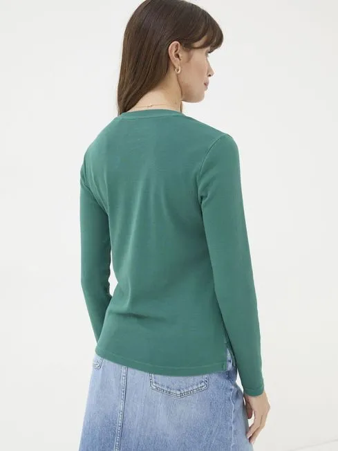 Women Fatface Tops and TShirts Hettie Green Rib Henley Top Women Fatface Tops and TShirts Hettie Green Rib Henley Top