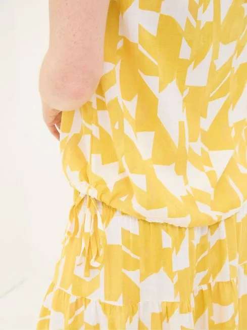 Women Fatface Tops and TShirts Lyra Yellow Med Geo CottonLinen Mix Cami