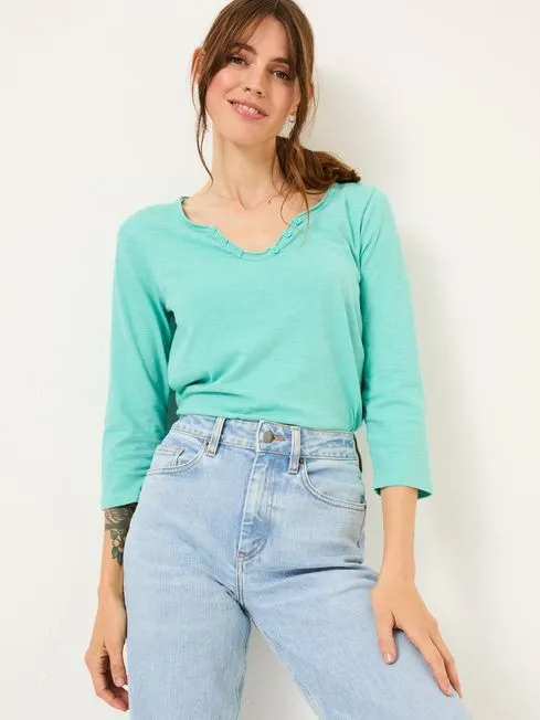Women Fatface Tops and TShirts Porter Light Teal Green 100 Organic Cotton TShirt