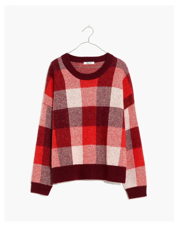 Women Fenimore Pullover Sweater In Plaid Heather Blush Madewell Sweaters Women Fenimore Pullover Sweater In Plaid Heather Blush Madewell Sweaters