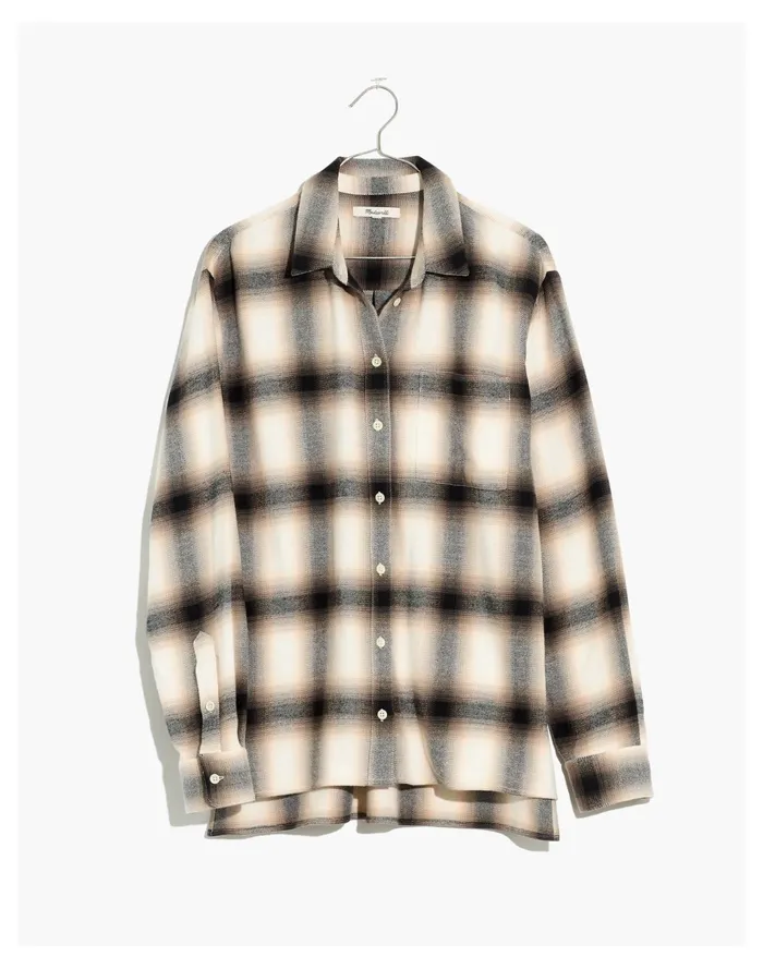 Women Flannel Oversized Ex Boyfriend Shirt In Robson Plaid Coastal Granite Madewell Tops and Shirts Women Flannel Oversized Ex Boyfriend Shirt In Robson Plaid Coastal Granite Madewell Tops and Shirts