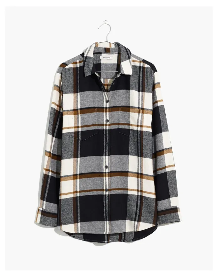 Women Flannel Sunday Shirt In Bromley Plaid Dried Cedar Madewell Tops and Shirts Women Flannel Sunday Shirt In Bromley Plaid Dried Cedar Madewell Tops and Shirts