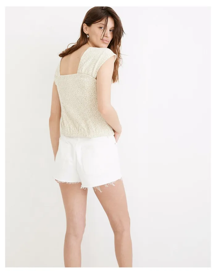 Women Floral Jacquard Button Front Top Faded Seagrass Madewell Tops and Shirts Women Floral Jacquard Button Front Top Faded Seagrass Madewell Tops and Shirts