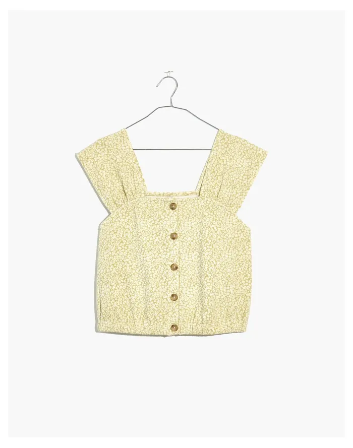 Women Floral Jacquard Button Front Top Faded Seagrass Madewell Tops and Shirts Women Floral Jacquard Button Front Top Faded Seagrass Madewell Tops and Shirts