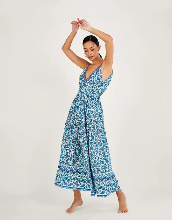 Women Floral Print Strappy Maxi Dress With Lenzing Ecovero Blue Monsoon Dresses