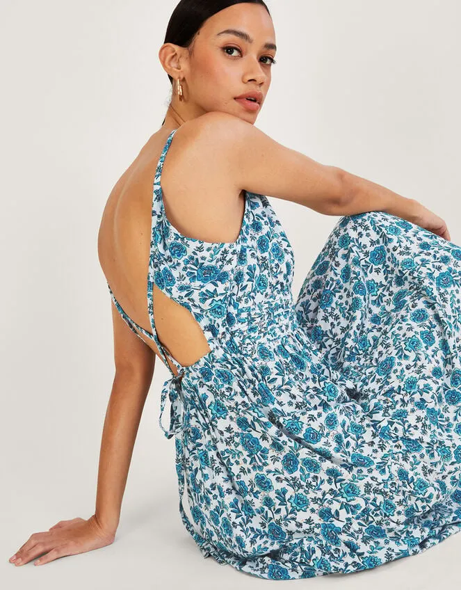 Women Floral Print Strappy Maxi Dress With Lenzing Ecovero Blue Monsoon Dresses