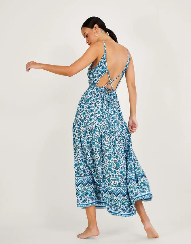 Women Floral Print Strappy Maxi Dress With Lenzing Ecovero Blue Monsoon Dresses