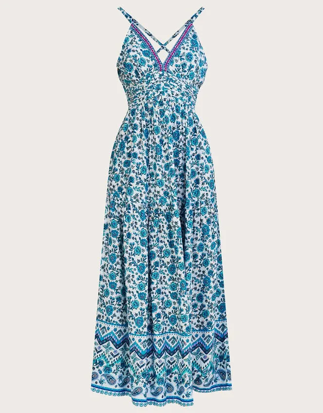 Women Floral Print Strappy Maxi Dress With Lenzing Ecovero Blue Monsoon Dresses