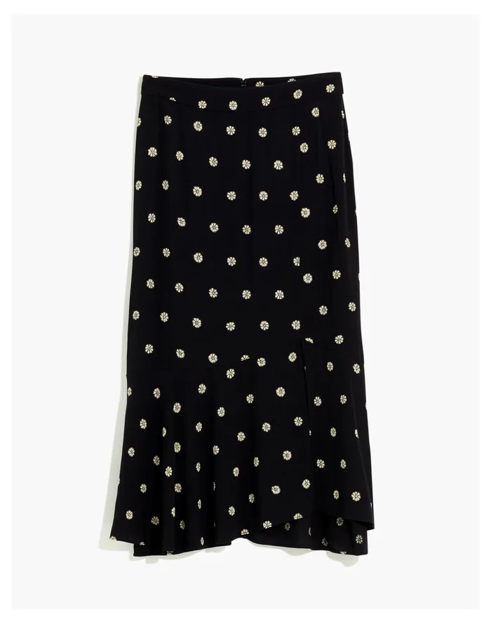 Women Flounce Hem Midi Skirt In Bloom Dot True Black Madewell Skirts Women Flounce Hem Midi Skirt In Bloom Dot True Black Madewell Skirts
