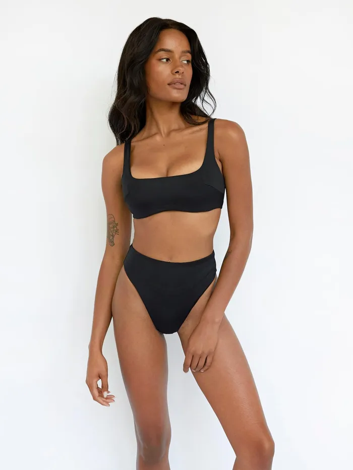 Women Form And Fold 8211 The 90s Rise Bottom In Black The UNDONE Swimwear