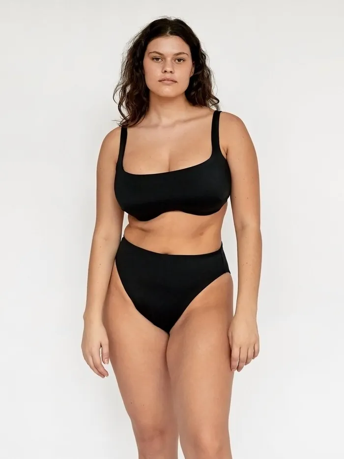Women Form And Fold 8211 The 90s Rise Bottom In Black The UNDONE Swimwear