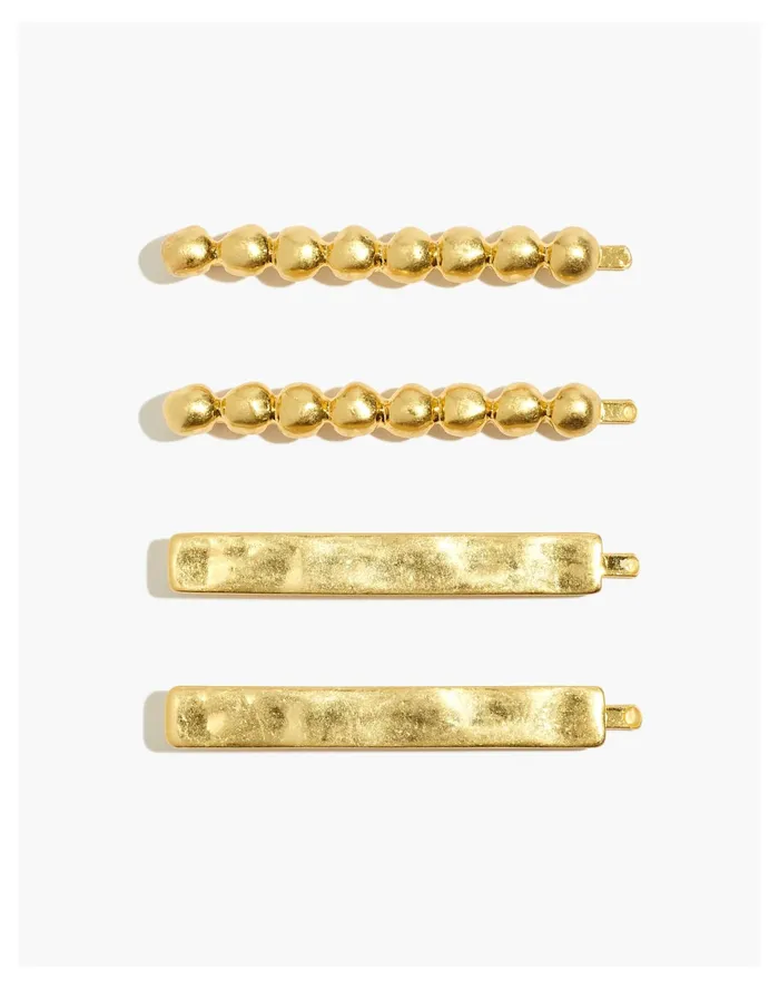 Women Four Pack Textured Hair Pins Vintage Gold Madewell Hair Accessories
