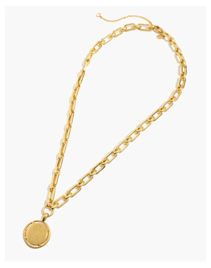 Women Framed Coin Chain Necklace Vintage Gold Madewell Necklaces Women Framed Coin Chain Necklace Vintage Gold Madewell Necklaces