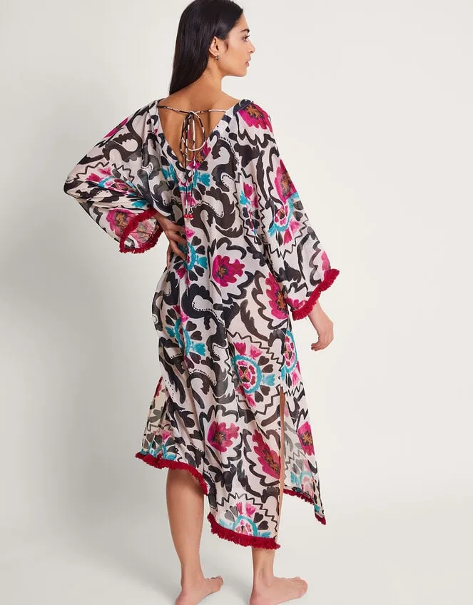 Women Fringe Print Kaftan Monsoon Kaftans and Kimonos