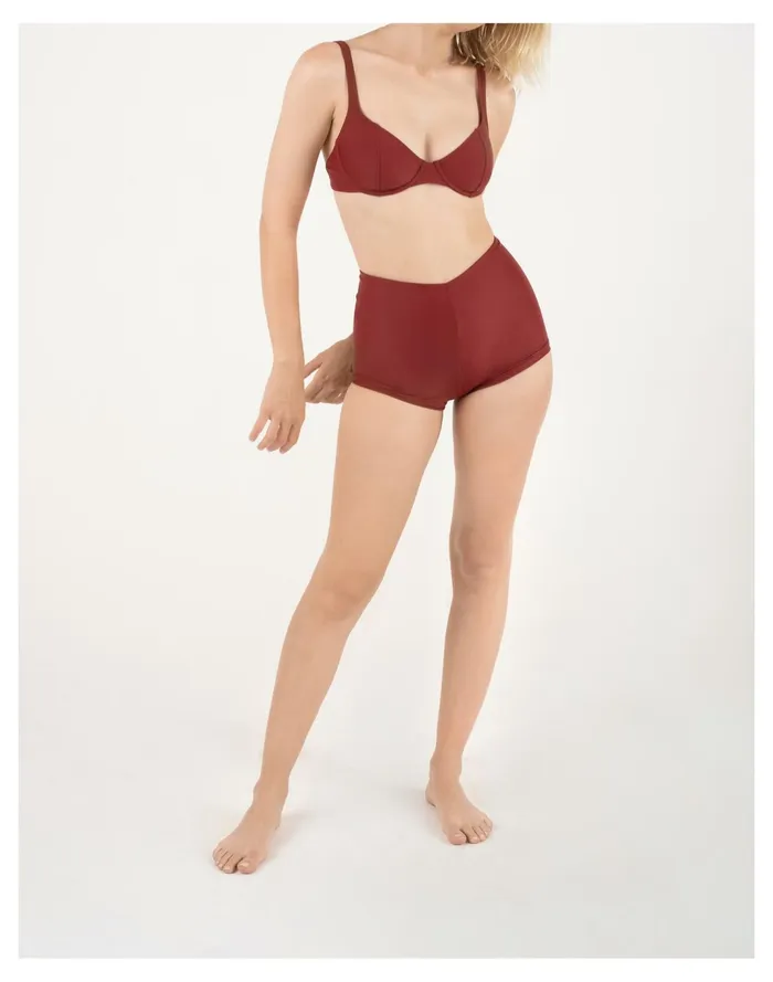 Women GALAMAAR Tap Short Dark Red Madewell Swim